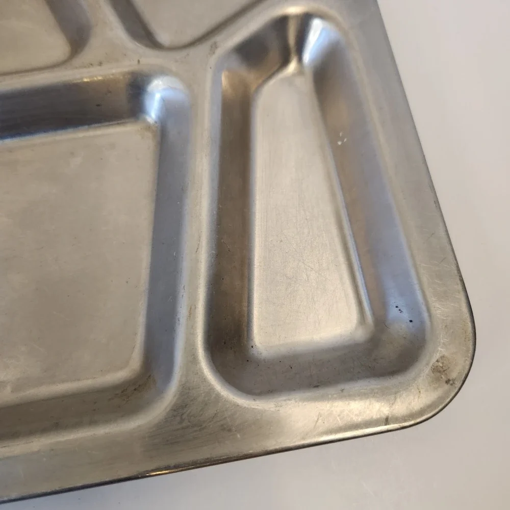Vintage‎ US Navy USN Heavy Double Layer Riveted Steel Compartment Food Tray